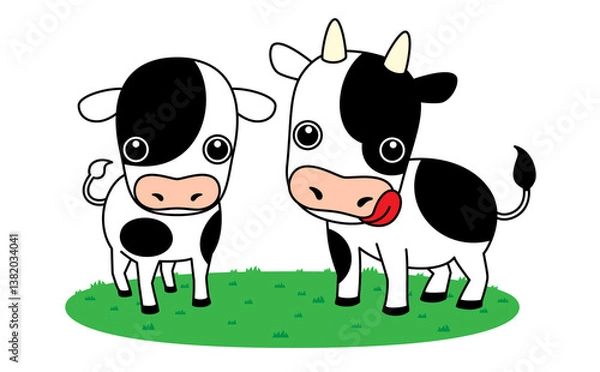 Obraz かわいい雄牛と雌牛