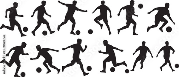 Fototapeta Silhouette Vector Soccer Player Set – Various Poses