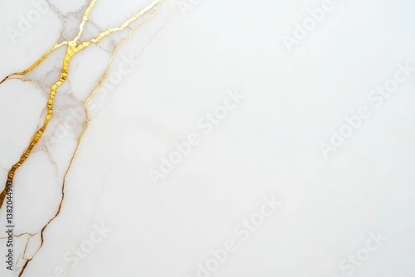 Obraz A smooth, light-colored surface with striking golden veins creating an elegant and sophisticated pattern.