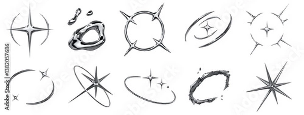Obraz 3d chrome icon set