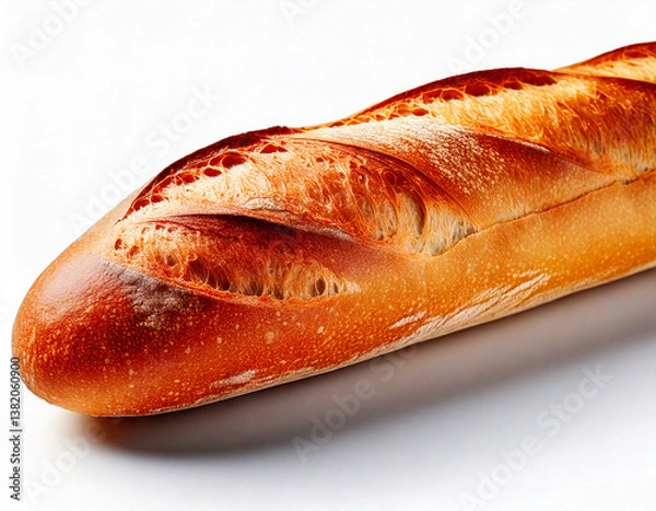 Obraz Baguette bread close-up on a white background