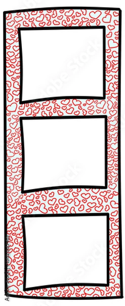 Obraz Red heart doodle pattern photobooth style frame
