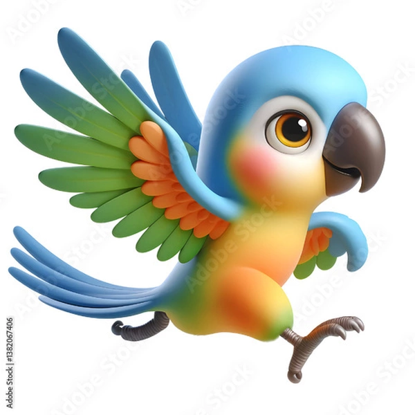 Obraz Cute 3d parrot isolated on white background