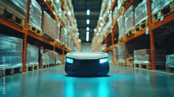 Fototapeta An AI-driven robotic system managing warehouse inventory.