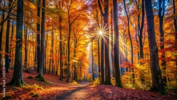 Fototapeta Autumn Forest Sunlight