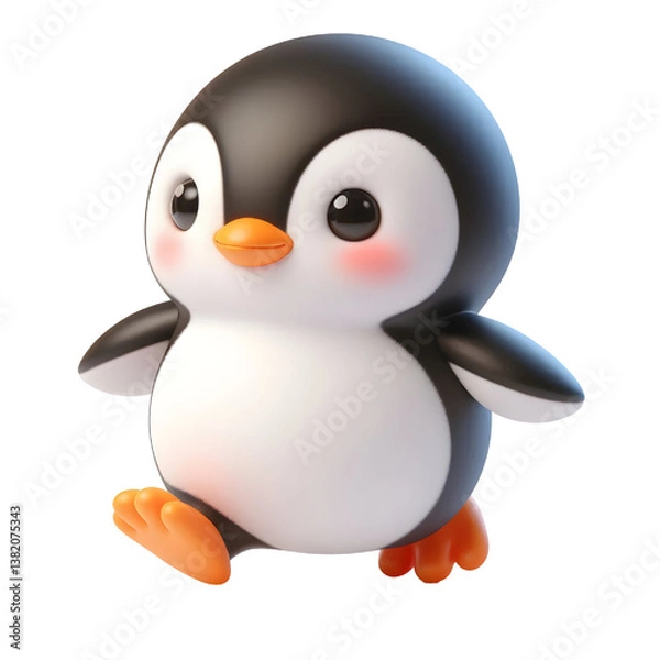 Fototapeta Cute 3d Penguin isolated on white background