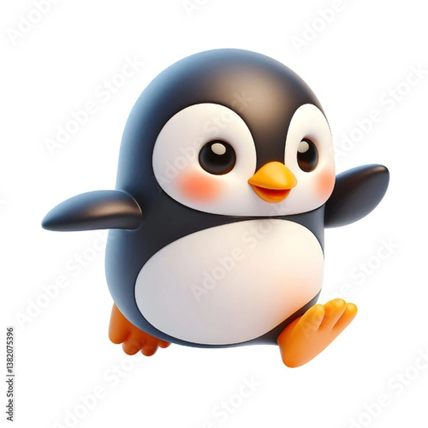 Fototapeta Cute 3d Penguin isolated on white background