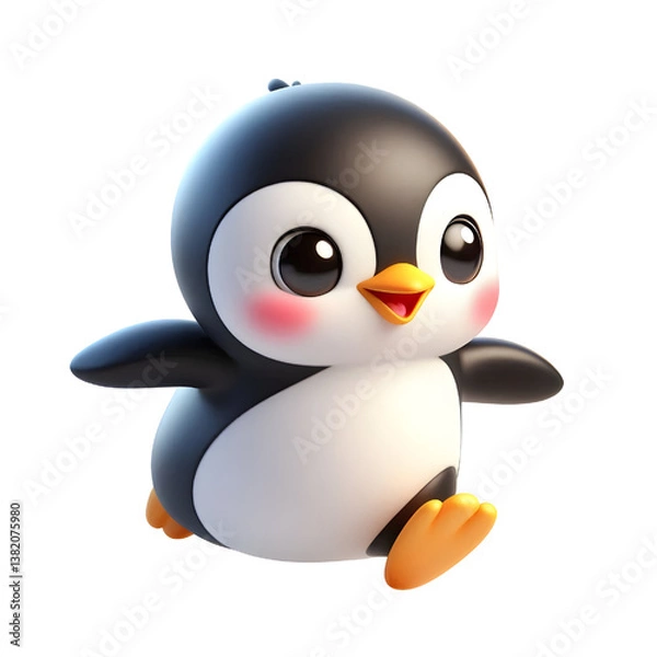 Fototapeta Cute 3d Penguin isolated on white background