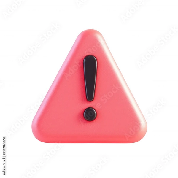 Fototapeta Triangle Exclamation. 3D Warning Icon, isolated on transparent background.