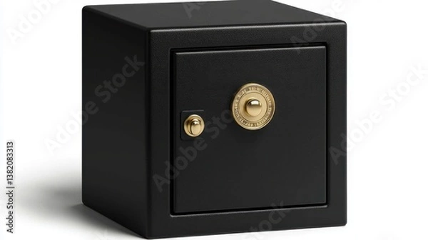Fototapeta Secure Black Safe with Gold Dial for Personal and Business Use