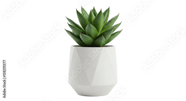 Fototapeta Potted Sansevieria Plant in Modern Transparent Pot on Transparent Background