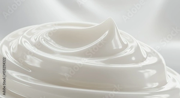 Fototapeta Pearlescent White Balm Macro Shot: Creamy Swirling Texture Isolated on White