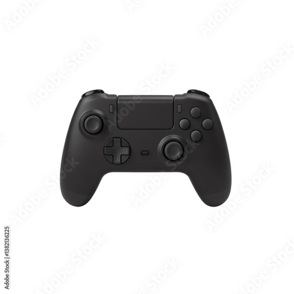 Obraz Black gaming controller, white isolate background