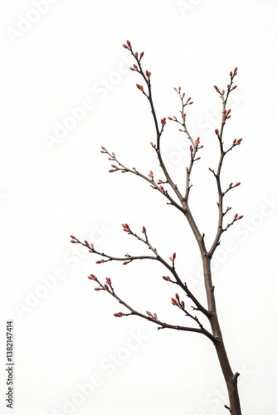 Fototapeta Isolated branches with intricate details on white background, simple, nature photography, texture