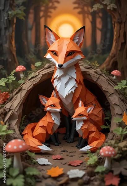 Obraz Fox Family Hideout