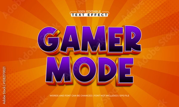 Fototapeta gamer mode editable text effect with a play and game text style