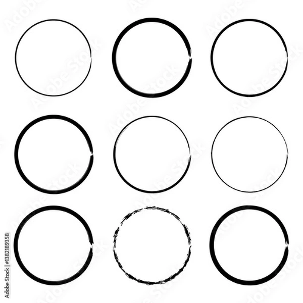 Fototapeta Abstract circles made of grunge brush strokes