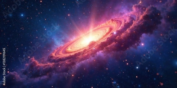 Fototapeta Cosmic explosion in starry night sky with galaxy and nebulas , cosmic, nebulae