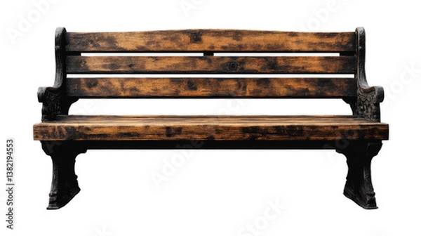 Obraz Wooden Bench: An antique wooden bench, crafted with a sturdy design, invites moments of relaxation. Its detailed woodwork speaks of quality and timelessness.