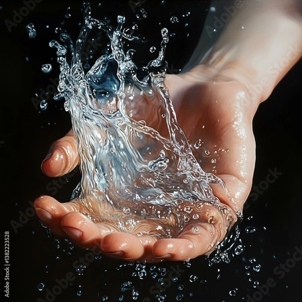 Obraz close up water in hand