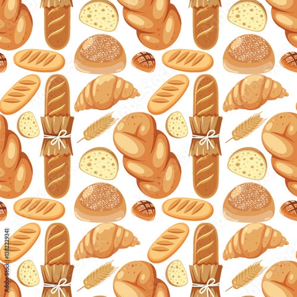 Fototapeta Assorted Bread Pattern Illustration