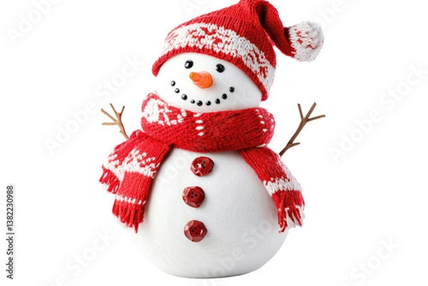 Obraz Red Hat Snowman on transparent background