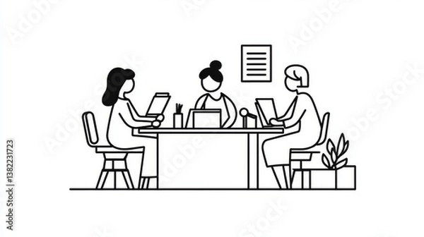Fototapeta Single one line drawing people hold and use the stamp to approve files. Concept for business agreement. Continuous line draw design graphic vector illustration.