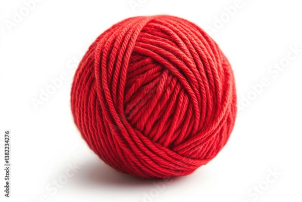 Fototapeta Red ball of wool on white background