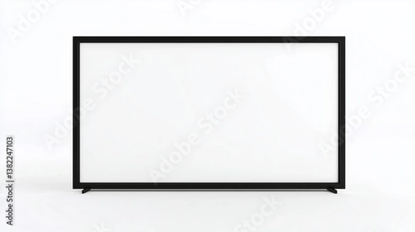 Fototapeta Minimalist black frame with blank white screen for digital presentations