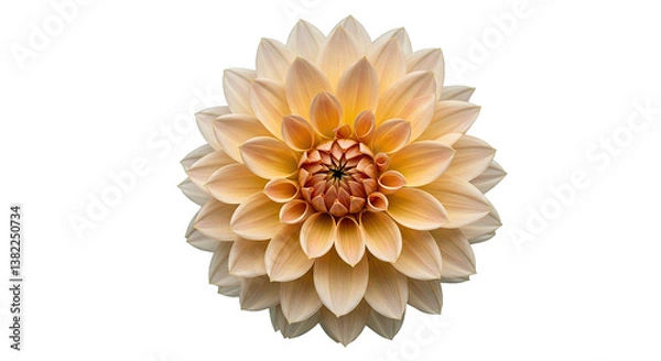 Fototapeta A Single Dahlia Flower With Large, Flat Petals and a Visible Central Disk,