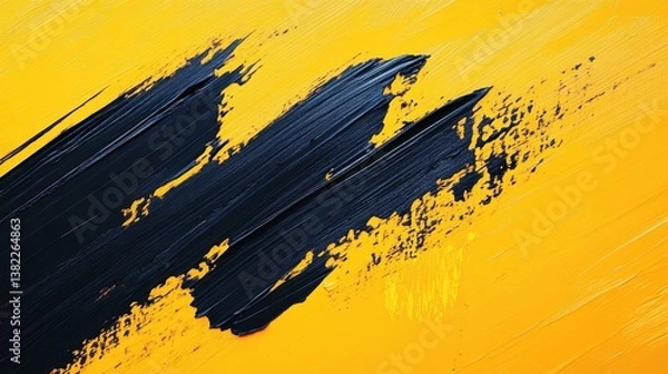 Fototapeta Abstract Paint Stroke on Yellow Canvas