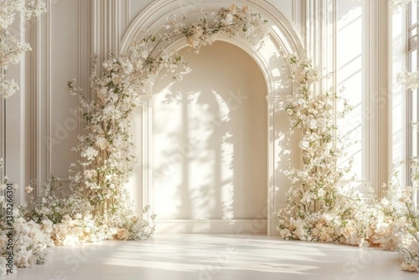 Fototapeta An Elegant Room Decorated with Flowers and Light