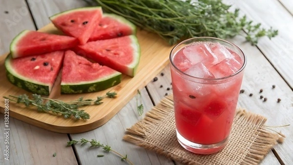 Obraz fresh fruit juice with watermelon