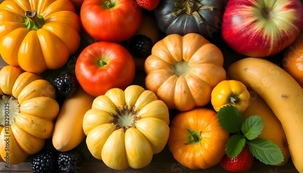 Obraz bunch of different types of fruits and vegetables