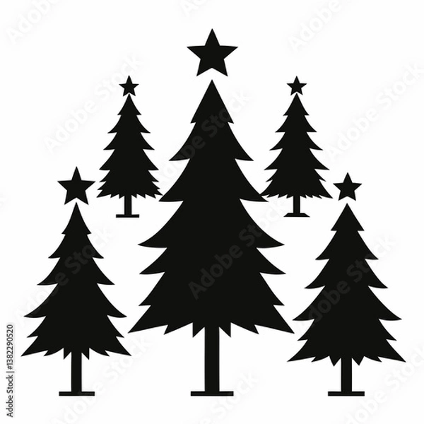 Fototapeta set of christmas trees