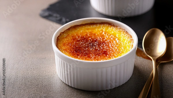Obraz The Golden Crusted French Crème Brûlée, Drizzled with a Rich Caramel Glaze