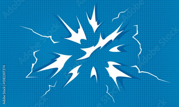 Fototapeta Simple comic book style explosion effect background on blue