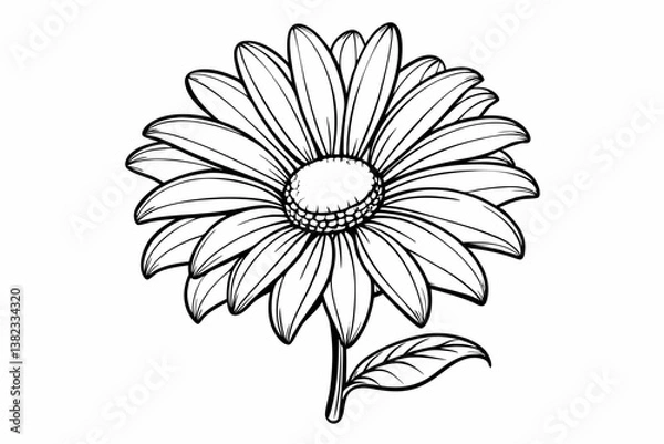 Fototapeta coloring page daisy black vector