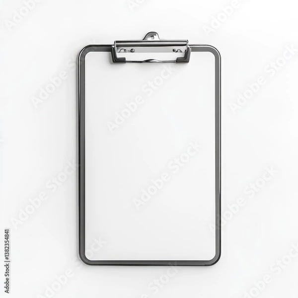 Obraz Blank clipboard on a white background, ideal for note-taking or document display in office settings