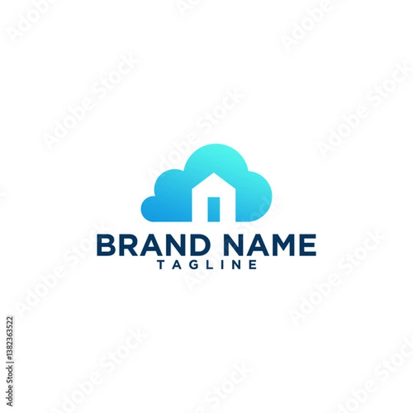 Obraz blue color combination cloud and home logo for download
