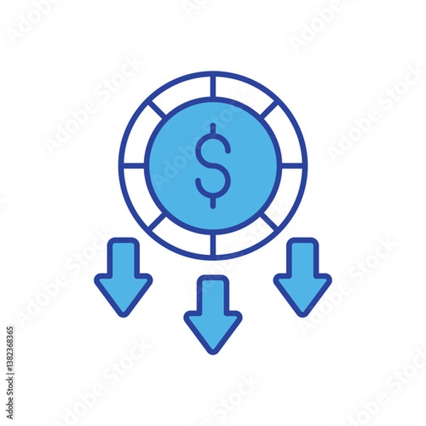 Fototapeta Decrease  icon isolated on a white background. Vector illustration.