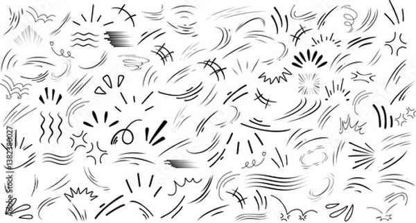 Fototapeta Dynamic comic style line movement elements featuring speed lines, motion effects, and expressive strokes. Perfect for manga, cartoons, and digital illustrations, adding energy, emphasis, action