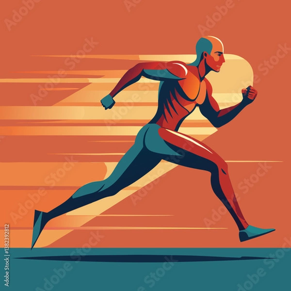 Fototapeta man running on the road