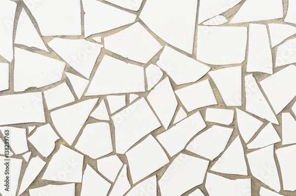 Obraz White broken mosaic tile abstract pattern background