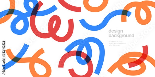 Fototapeta Background with wavy colored shapes. Vector squiggles lines for flyer, poster, cover or banner. 