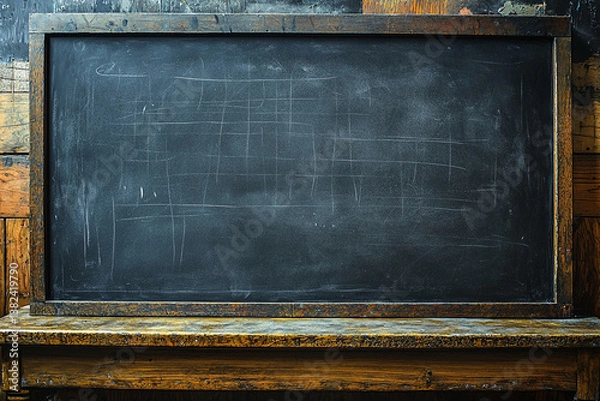 Obraz blank blackboard on wooden background. Generative AI
