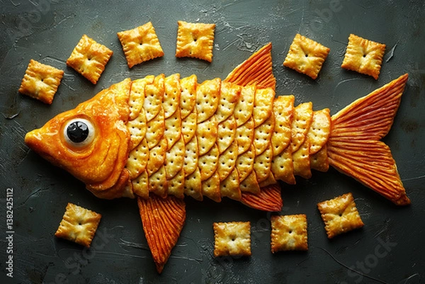 Obraz fish on a wooden background. Generative AI