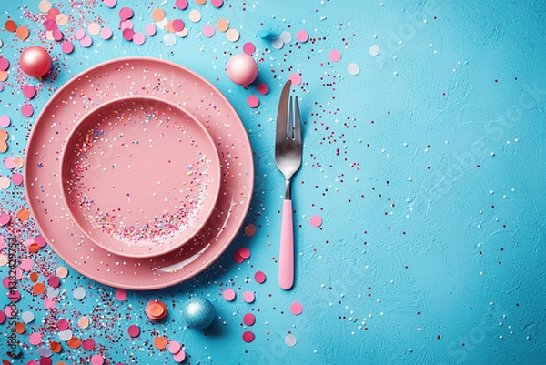 Obraz plate with spoon and fork. Generative AI