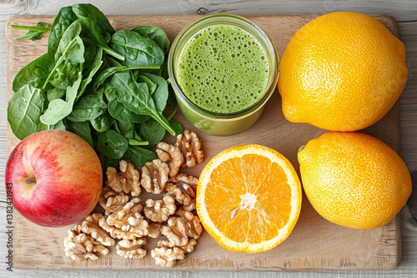 Obraz fresh fruits and vegetables. Generative AI
