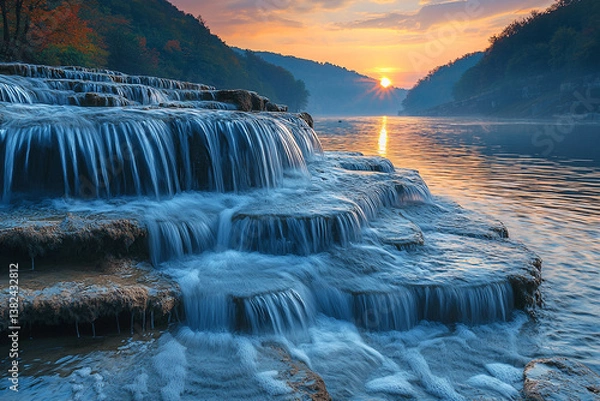 Obraz niagara falls at sunset. Generative AI